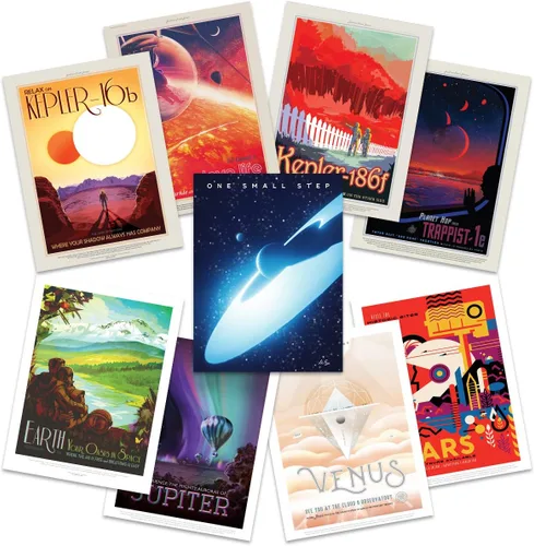 Vista 10 de Póster de la NASA Space Grand Tour Travel Exploration Exoplanet Art Print Decoración para el hogar, paquete de 17 – incluye impresión personalizada