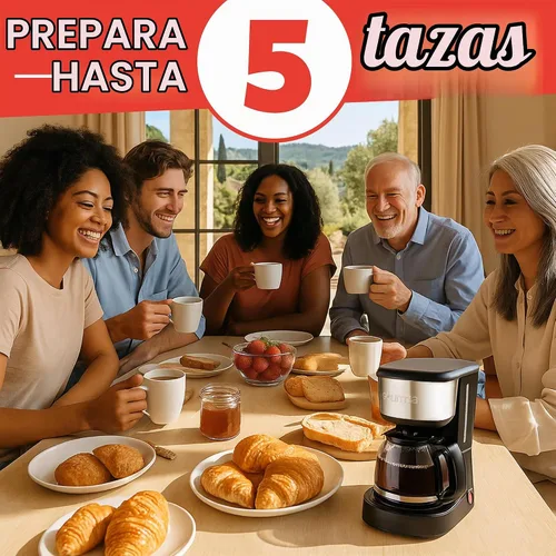 Vista 2 de Gourmia - Cafetera de goteo con capacidad para 5 tazas, jarra de vidrio