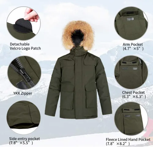 Vista 7 de Men's Ski Jacket Down Insulated Waterproof Winter Jacket Windproof Snowboard Snow Coat