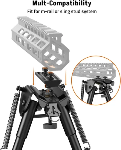 Vista 2 de MidTen Sling Stud Bipod for Rifles Bipod for M-Rail Bipod with M-Rail Adapter 6-9 Inches Aluminum and Carbon Fiber