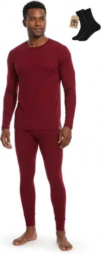 Vista 14 de MERINNOVATION Merino Wool Base Layer Set for Men 100% Merino Wool Pajamas Set Thermal Sleep PJS Lite - Midweight Top, Bottom . Carbón 165