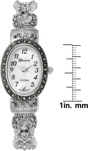 Vista 3 de Geneva Reloj de mujer platino marcasita ovalada