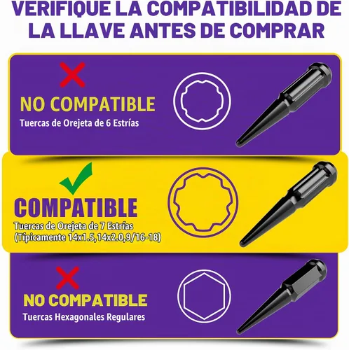 Vista 5 de Llave de tuerca de espiga con 7 ranuras, llave de tuerca de espiga de 7 puntos, llave sólida de 4.9 pulgadas de altura, herramienta de reemplazo