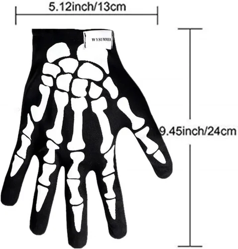 Vista 2 de Guantes de esqueleto y máscara de calavera, pasamontañas de calavera fantasma, máscara de cara completa para dedos completos