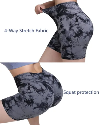 Vista 5 de FITOP Pantalones cortos de yoga para mujer, 2 piezas, con levantamiento de glúteos, sin costuras, cintura alta, atléticos, pantalones cortos
