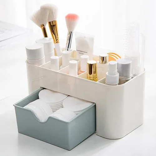 Vista 2 de Organizador de maquillaje de cosméticos, 6 compartimentos para maquillaje, organizadores de gran capacidad y almacenamiento con cajones, organizador