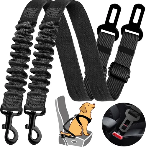 Vista 8 de Cinturón de seguridad retráctil para perro, 1 paquete de arnés elástico ajustable resistente y duradero y giratorio de 360 grados.