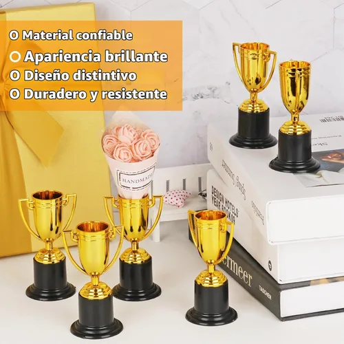 Vista 7 de Mini trofeos, 12 trofeos de oro, trofeos de plástico, tazas de trofeo de 4 12