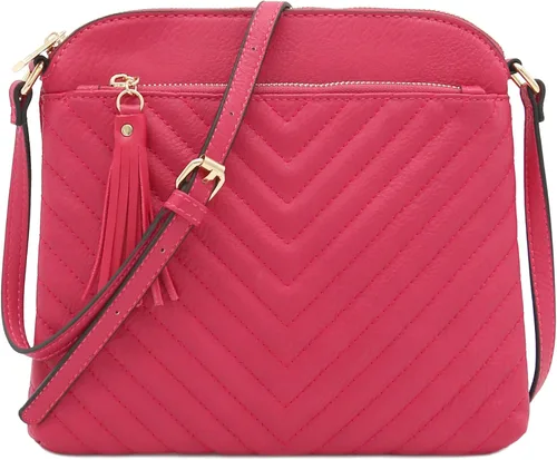 Vista 13 de Bolsa cruzada FashionPuzzle de tamaño medio con acolchado de espiga y borla Negro