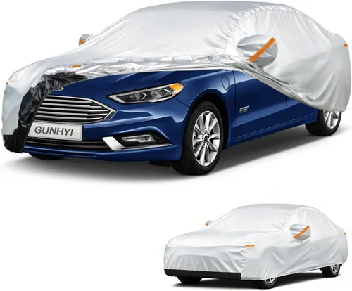Vista 24 de GUNHYI - Funda de automóvil de 6 capas para Tesla Model 3 (2017-2025), impermeable para todo tipo de clima, protección UV contra la nieve, el sol