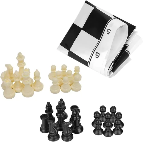 Vista 4 de Fydun Juego de tablero medieval blanco y negro internacional de plástico portátil