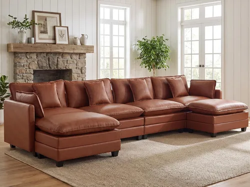 Vista 45 de Sofá modular en forma de nube de 113 pulgadas, sofás de asiento profundo de gran tamaño para sala de estar, sofá modular tapizado de chenilla