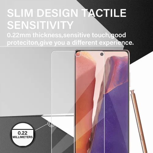 Vista 5 de Protector de pantalla de vidrio templado para Galaxy Note 20 + protector de lente de cámara [2 + 2 unidades] [huellas dactilares compatibles]