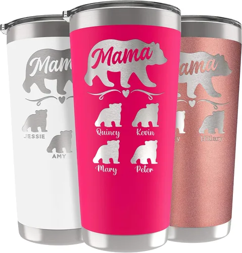 Vista 23 de Vaso de Mamá Oso, vaso personalizado para mamá Oro Rosa