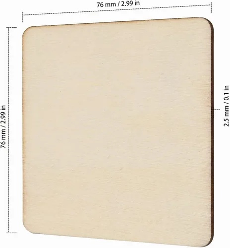 Vista 2 de 200 piezas cuadradas de madera de 3 x 3 pulgadas, cuadrados de madera para manualidades, azulejos de madera, piezas de madera sin terminar
