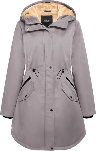 Vista 11 de Orolay Chaqueta de invierno con capucha para mujer, tipo parka, forrada de polar grueso, con bolsillos Beige