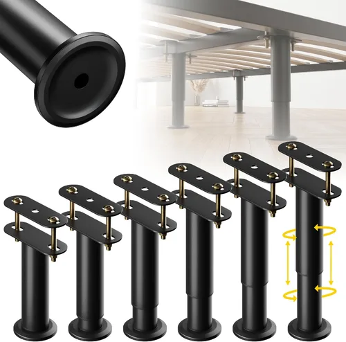 Vista 8 de ZhouDaShu Marco de cama de altura ajustable con patas de soporte central de repuesto con base más ancha, kit de refuerzo de cama para listones