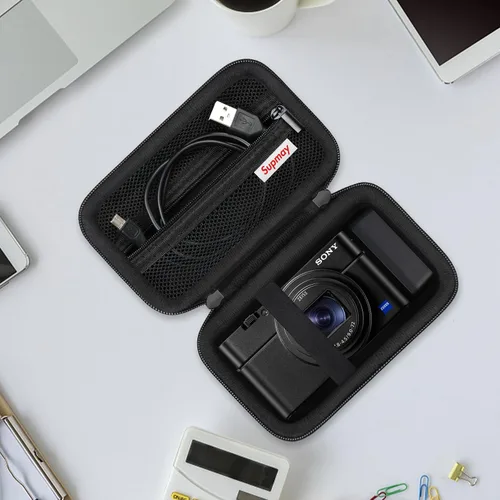 Vista 7 de Funda de transporte para cámara compacta Sony RX100 VII/ RX100 VI/ RX100 V/ RX100 IV/ RX100 III Premium Compact Camera, bolsa de viaje con bolsillo