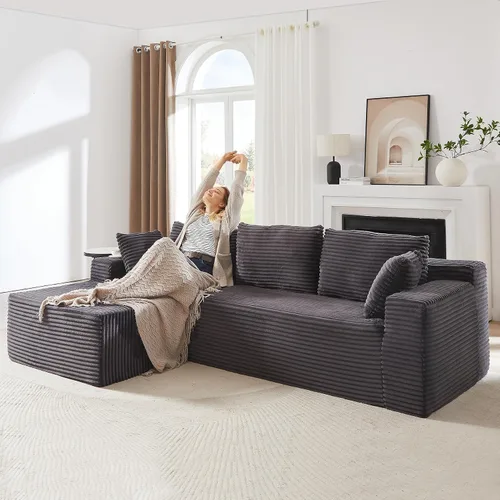 Vista 10 de Sofá modular Cloud de 104 pulgadas con diván en forma de L, sofás tapizados modernos con asiento profundo, sofá comprimido de esponja de pana