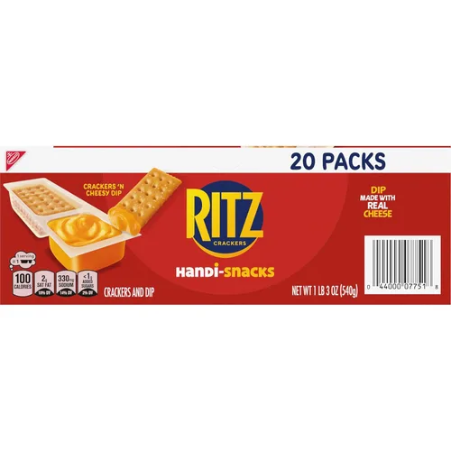 Vista 15 de Handi-Snacks RITZ Crackers 'N Cheesy Dip Paquetes de Aperitivos, Aperitivos Escolares, 20 Paquetes de Aperitivos