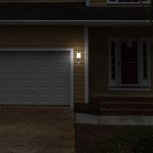 Vista 4 de Cabilock 2 luces solares de pared LED de acero inoxidable, iluminación al aire libre para jardín, patio, valla patio con iluminación brillante