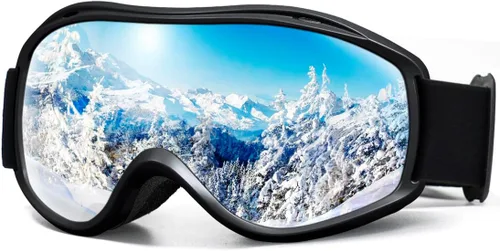 Vista 9 de SPOSUNE OTG - Gafas de esquí para hombres y mujeres, gafas de snowboard antiniebla, protección UV, gafas de nieve para adultos y jóvenes