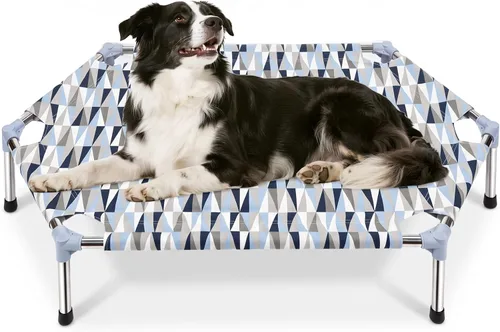 Vista 9 de Cama elevada para perros al aire libre - Cuna de perro de acero inoxidable de enfriamiento elevada para mascotas Cama portátil para mascotas