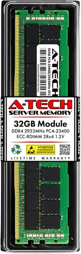 Vista 129 de A-Tech 4GB DDR4 2133MHz PC4-17000 ECC RDIMM 1Rx8 Single Rank 1.2V ECC Registered DIMM de 288 pines Módulo de actualización de memoria RAM