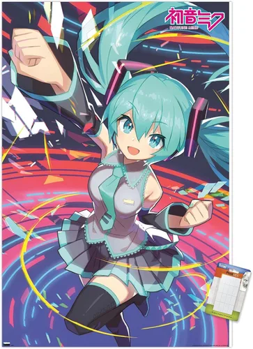 Vista 12 de Hatsune Miku - Póster de pared con puño, 22.4 pulgadas de largo x 14.7 pulgadas de ancho, versión enmarcada de madera de granero
