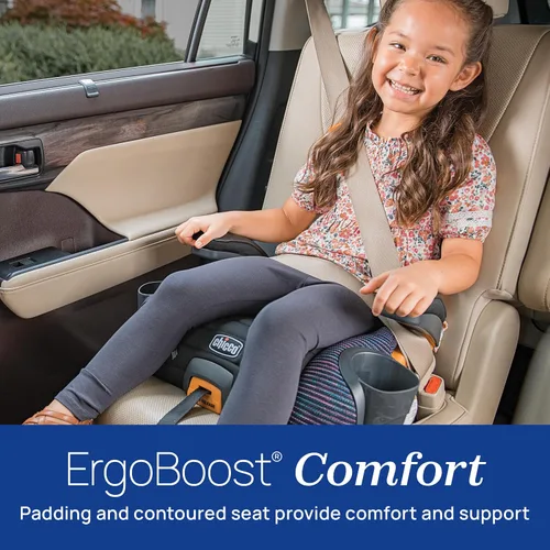 Vista 3 de Chicco GoFit ClearTex Plus Asiento elevador sin espalda, accesorio de ErgoBoost - Acolchado de espuma ultra cómodo, asa de transporte integrada