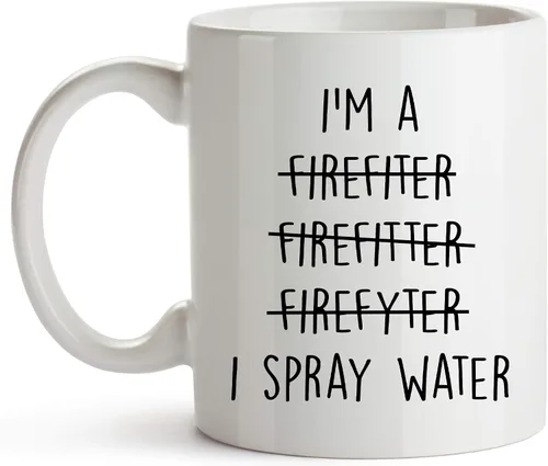 Vista 7 de YouNique Designs Taza de bombero, 11 onzas, regalos de bombero para hombres y mujeres, divertida taza de bombero, regalo de broma de graduación