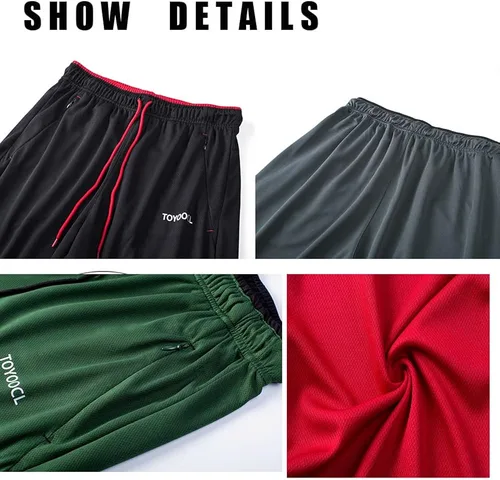 Vista 6 de Toyoocl Pantalones deportivos, pantalones deportivos, ejercicio de entrenamiento, correr, gimnasio con bolsillos con cremallera, parte inferior