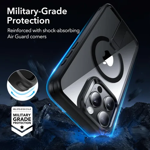 Vista 4 de ESR Funda para iPhone 15 Pro con Soporte, Protección Resistente a Golpes de Grado Militar, Funda Magnética para Teléfono con Soporte Flickstand