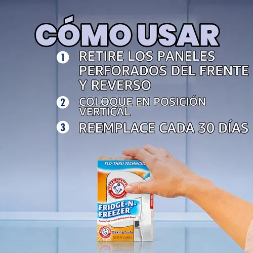 Vista 8 de Arm & Hammer Bicarbonato de Sodio Absorbedor de Olores para Nevera y Congelador, Naranja 14 oz, Paquete de 12