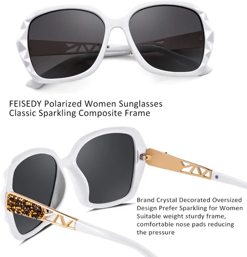 Vista 56 de FEISEDY - gafas de sol polarizadas para mujer, marco compuesto brillante B2289