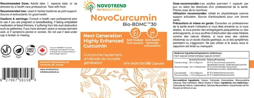Vista 2 de NovoCurcumin Bio-BDMC30-60 Cápsulas - Curcumina altamente mejorada de próxima