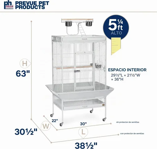 Vista 9 de Productos en hierro forjado Prevue para mascotas, selecta jaula de aves, negro Hammertone 3151BLK, Pewter
