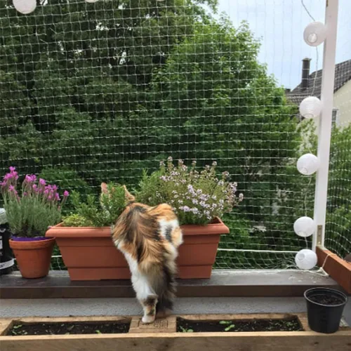 Vista 4 de Red para balcón para gatos, red anticaída para perros, malla de nailon transparente para mascotas, malla anticaída para balcón, ventana, escalera