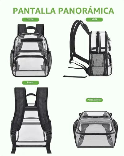 Vista 8 de MAY TREE Mochila transparente aprobada para estadios, bolsa pequeña Negro-1