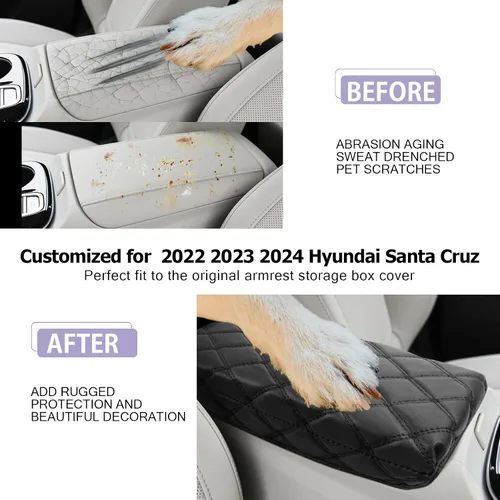 Vista 2 de LUWU - Funda para consola central para Hyundai Santa Cruz 2023 2024 2023 Santa Cruz 2023, accesorios de Santa Cruz, almohadilla de consola central