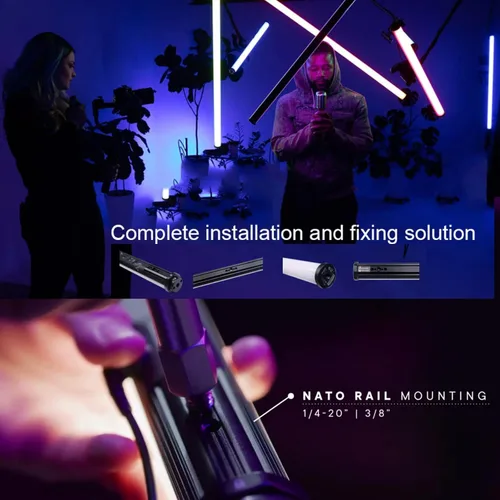 Vista 5 de Aputure Amaran T2C RGBWW - Tubo de luz LED, 20 W, 2500 K-7500 K, varilla de luz RGB ajustable, aplicación de soporte y control DMX 46 preajustes