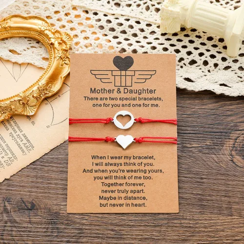 Vista 4 de Matching Bracelet Ladies Red Rope Bracelet Heart Bracelet Ladies Red Rope Bracelet Red Bracelet Handmade Bracelet, Kindred Mother and Daughter