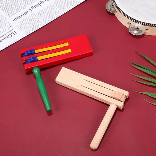Vista 6 de Juego de 2 piezas de trinquetes giratorios de madera para hacer ruido, castañuelas de madera para rotar Mexicanas, trinquete de ruido giratorio