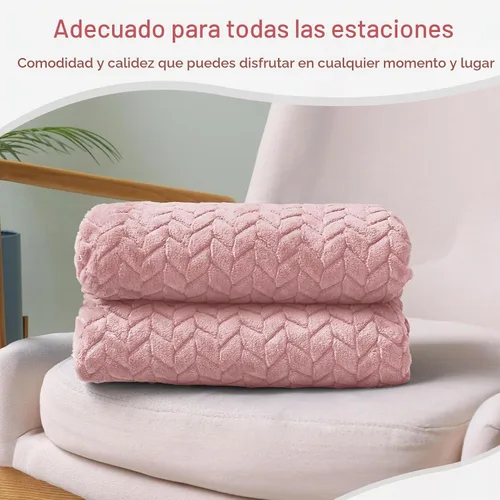 Vista 8 de Exclusivo Mezcla Manta de forro polar rosa para sofá cama, 50 x 70 pulgadas Rosa empolvado
