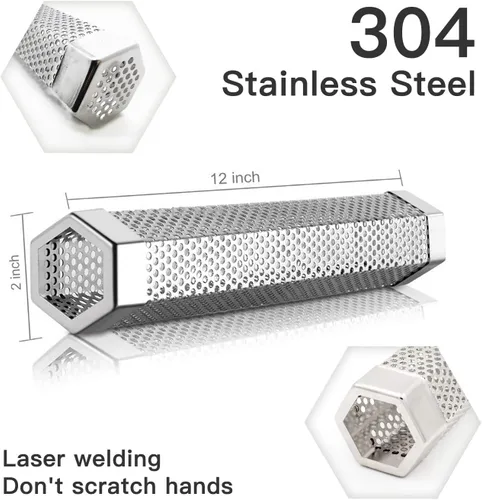 Vista 2 de Tubo ahumador de pellets de 12 pulgadas para parrilla de pellets, paquete de 2, generador de ahumador frío para barbacoa, tubo de pellets de madera