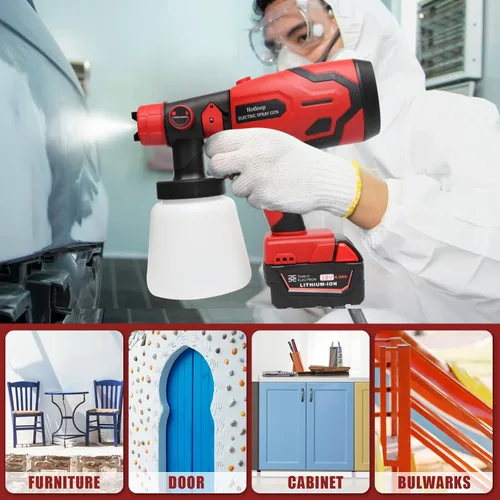 Vista 7 de Pulverizador de pintura para batería Milwaukee M18 de 18 V, pulverizadores de pintura HVLP inalámbricos para pintura de casa, rociador de manchas
