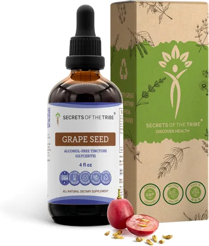 Vista 9 de Secrets of the Tribe Extracto líquido sin alcohol de tintura de semilla de uva, semilla seca de uva (Vitis Vinifera) (2 FL OZ)