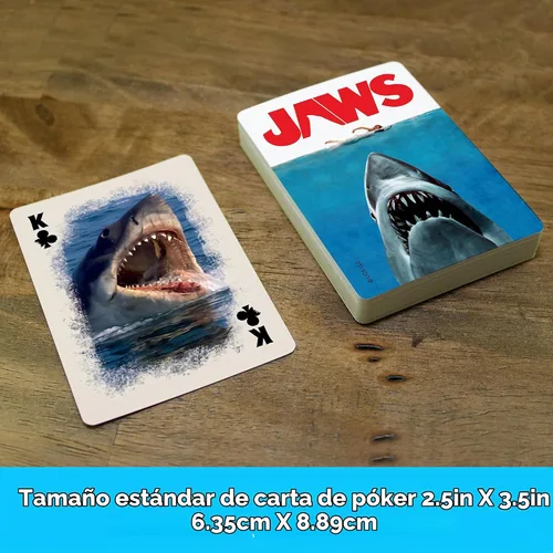 Vista 5 de Aquarius Jaws - Juego de cartas de tamaño estándar, baraja temática con 52 diseños únicos de tiburón, regalo de mercancía coleccionable