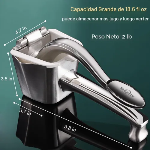 Vista 5 de SUCCFLY Exprimidor de Limón de Acero Inoxidable, Exprimidor Manual de Cítricos Lima Naranja Exprimidor de Frutas Mango Ergonómico Resistente Ahorro
