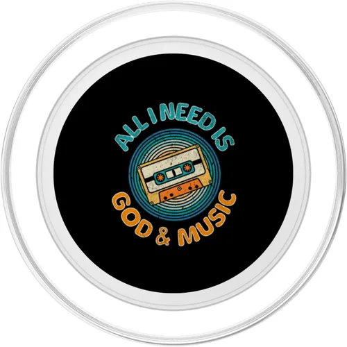 Vista 2 de God & Music Vintage Cassette Tape, Retro Boombox Faith Tee PopSockets MagSafe PopGrip for iPhone